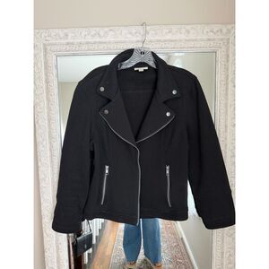 Edgy Style & Co Black Moto Jacket, Plus Petite PXL, Zip Front